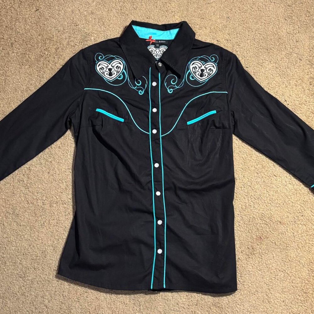 Hell Bunny Quarter Sleeve Button Up Shirt